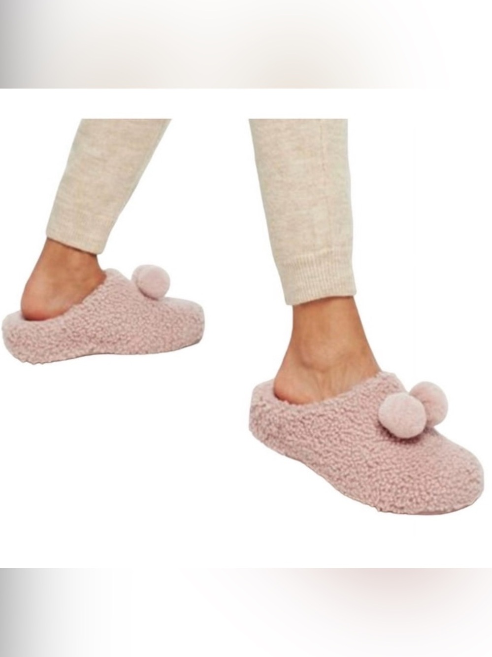 FitFlop Shuv Pom Pom Shearling Ortho  Grade Beige Pink Clog Slipper NIB NWT 8
